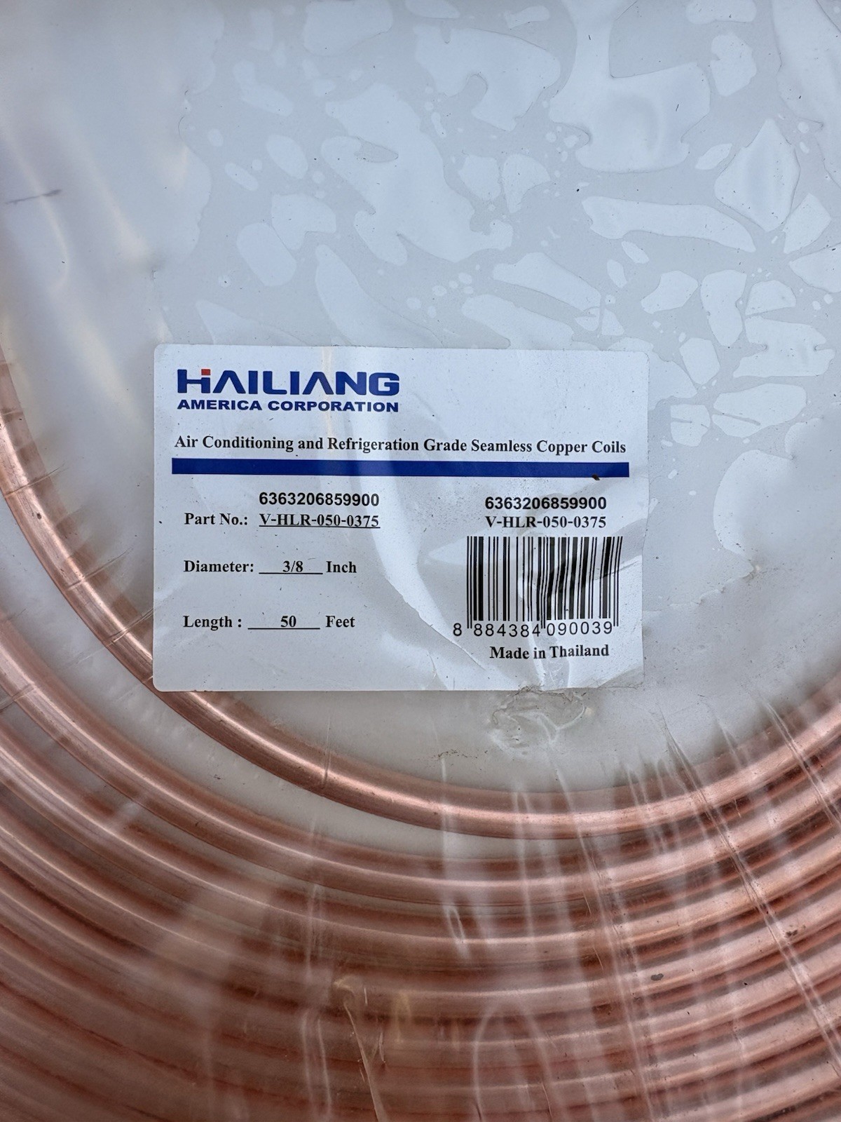 HAILIANG Copper Refrigeration Coil 3/8 in x 50 ft Air Conditioning Grade
