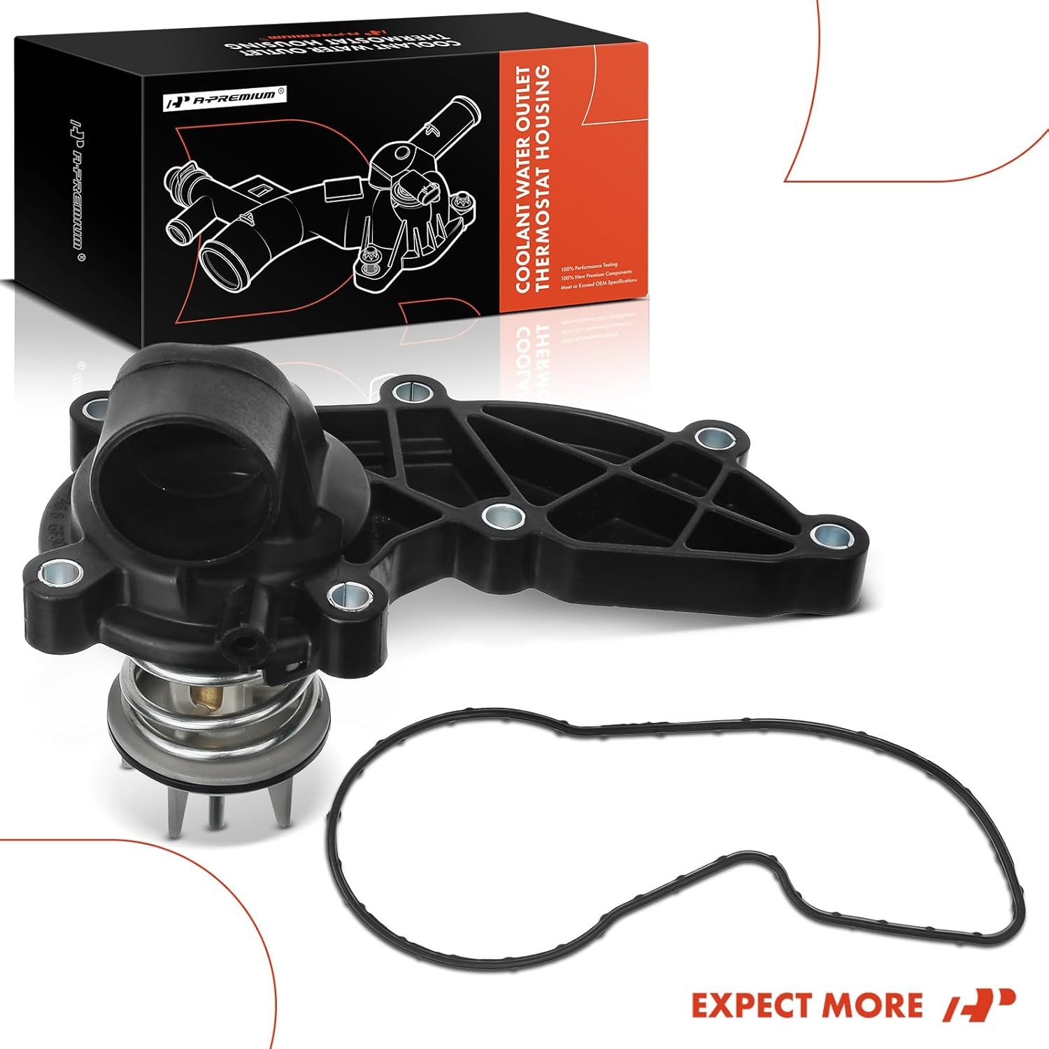 Engine Coolant Thermostat Housing Assembly with Gasket Compatible with Q5 Q7