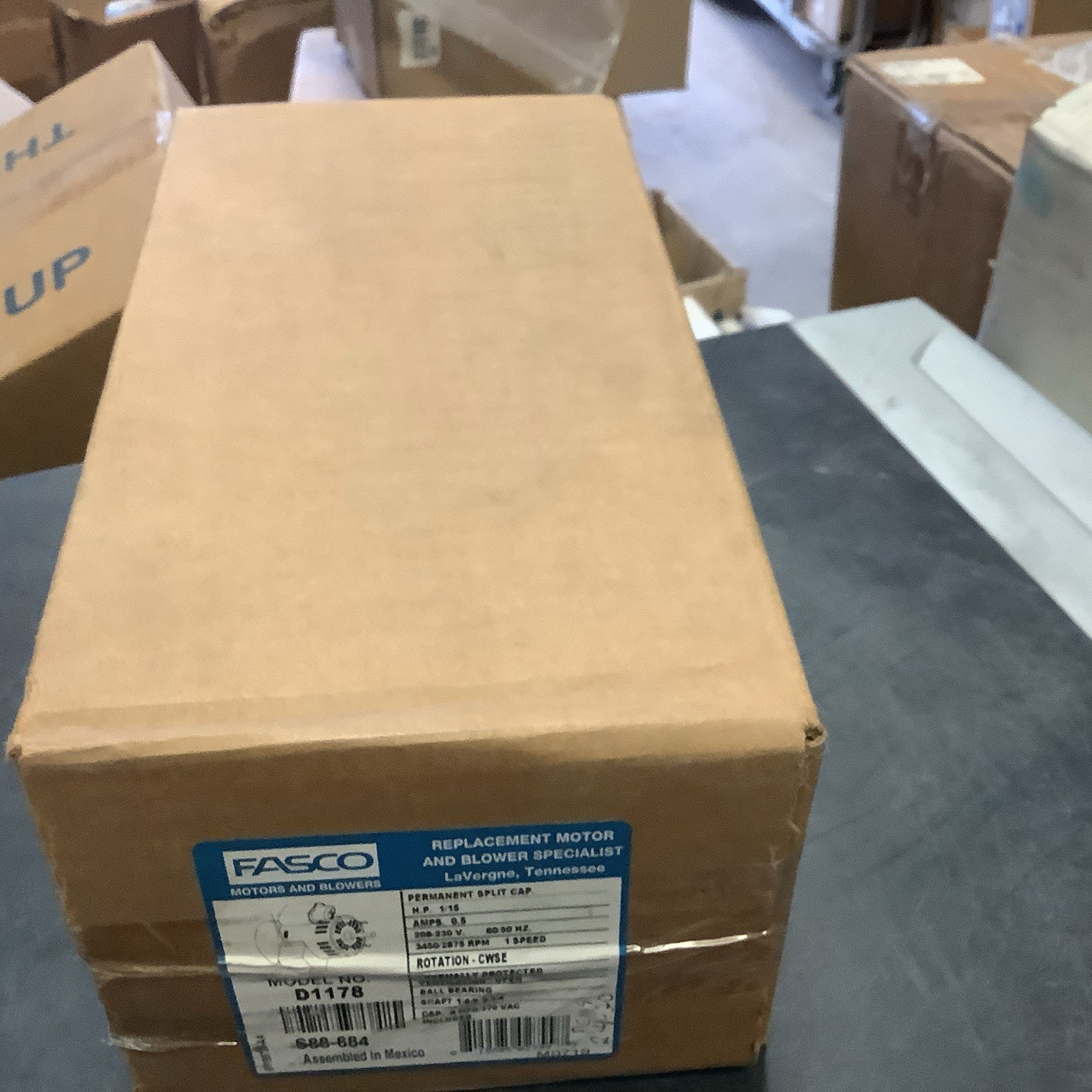 Fasco D1178 Motor, 1/15 Hp, 0.5Amps, 207-230V, 60/50Hz, 3450/2875 RPM