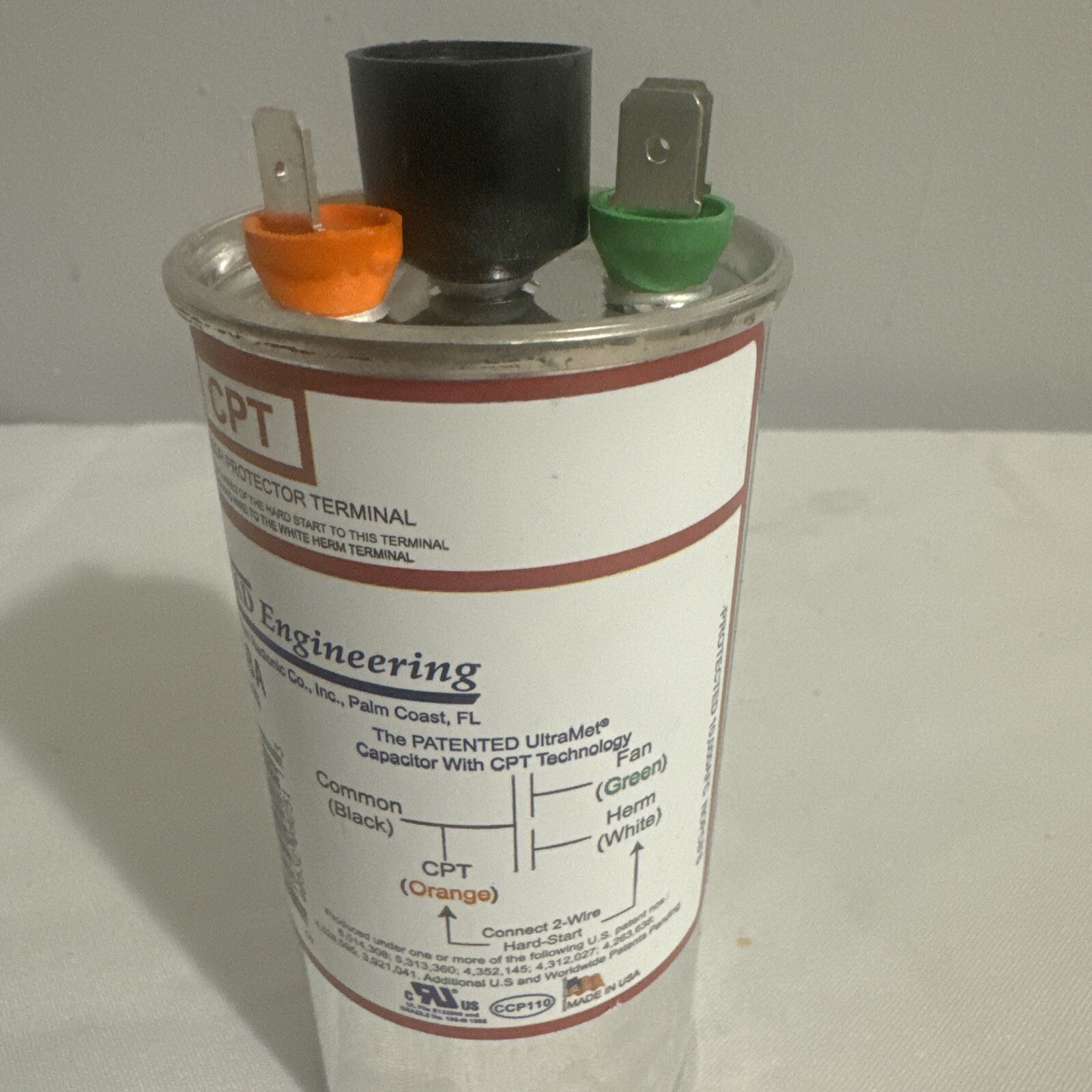 AmRad USA2226BA Round Run Capacitor 35+3 uF MFD 370 / 440 Volt Made in USA