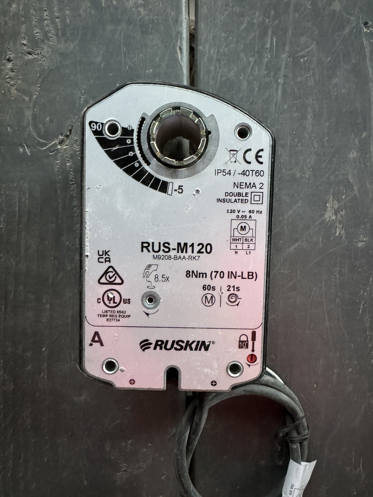 RUSKIN RUS-M120 / M9208-BAA-RK7 ACTUATOR 8nM – 70 IN-LBS