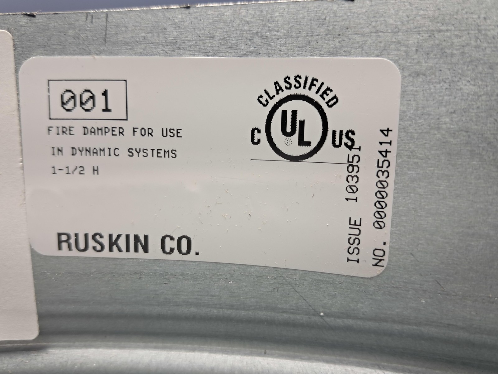 Ruskin – FDR25 – 12″ Round Galvanized Steel Fire Damper w/Cable – NEW