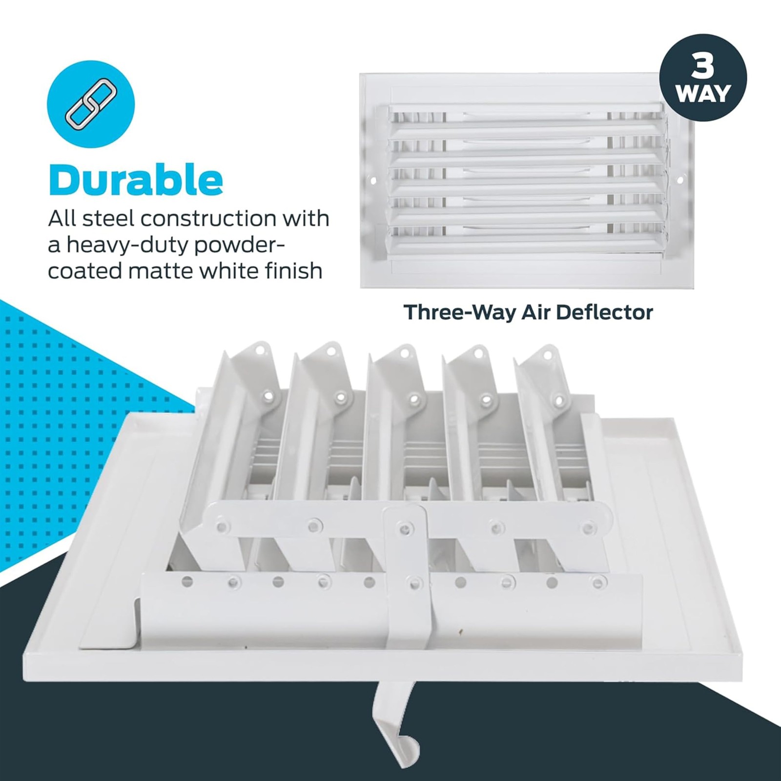 10 x 6 Inch (Duct Opening) Air Vent Cover for 10 in. x 6 in., White