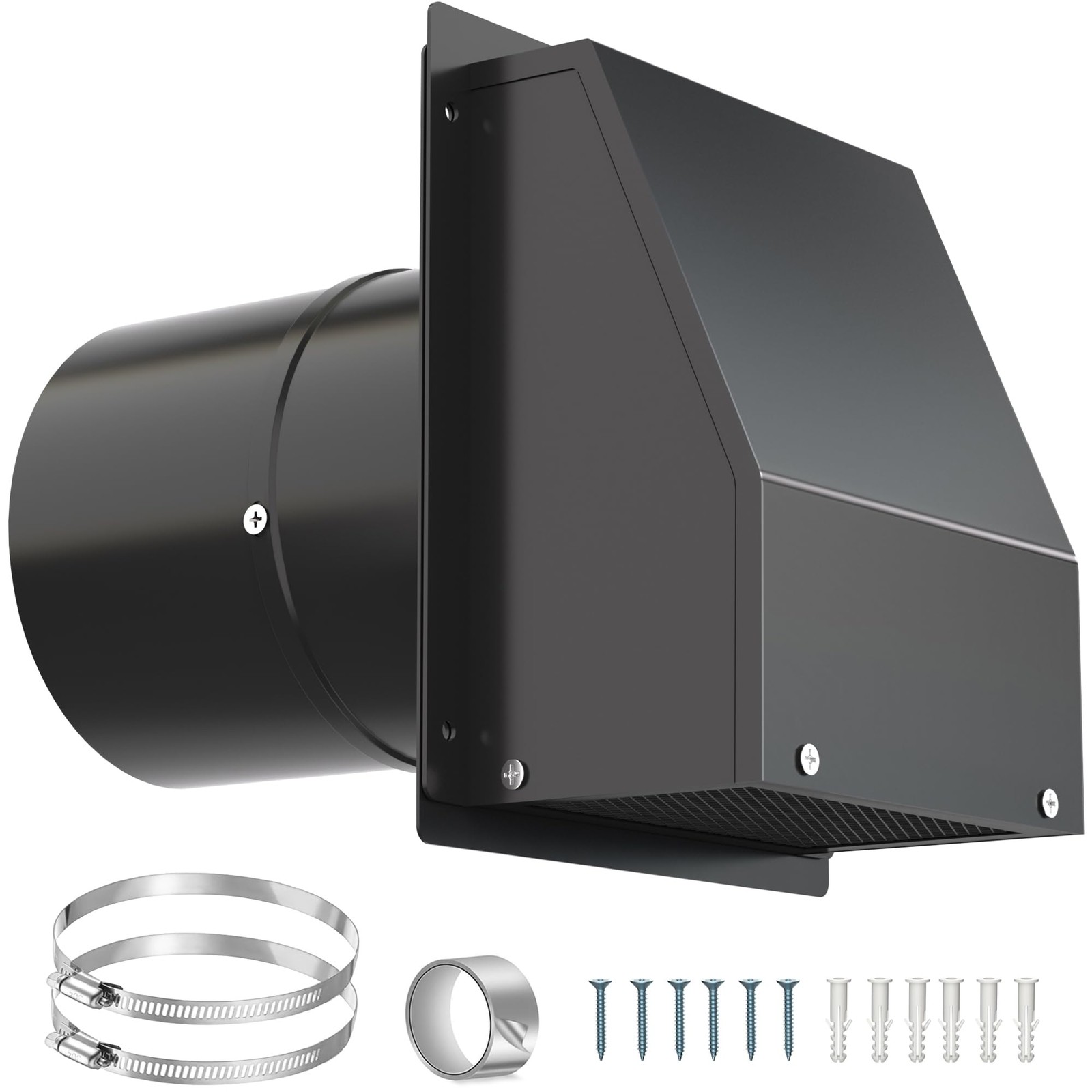 4 Inch Dryer Vent Cover Outside, Hooded Wall with 4 inch-Style 2, Black
