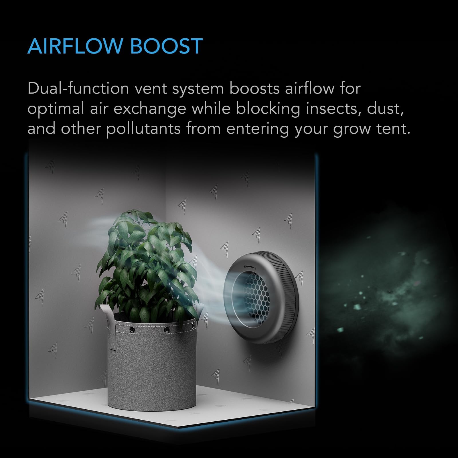 AC Infinity Grow Tent Duct Vent, 2 Pack – Light-Blocking Twist-On Air Vents with