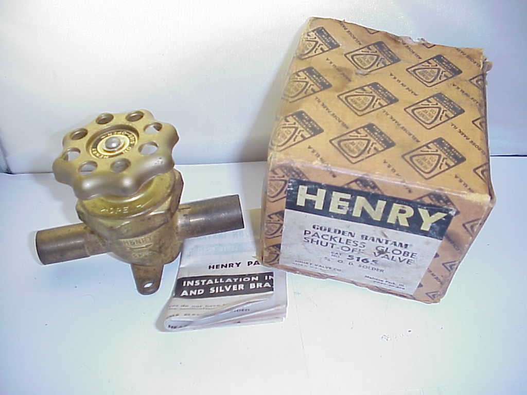 HENRY 5165 PACKLESS 5/8″ O.D. GOLDEN BANTAM GLOBE VALVE 500 PSI NOS- *FREE SHIP*