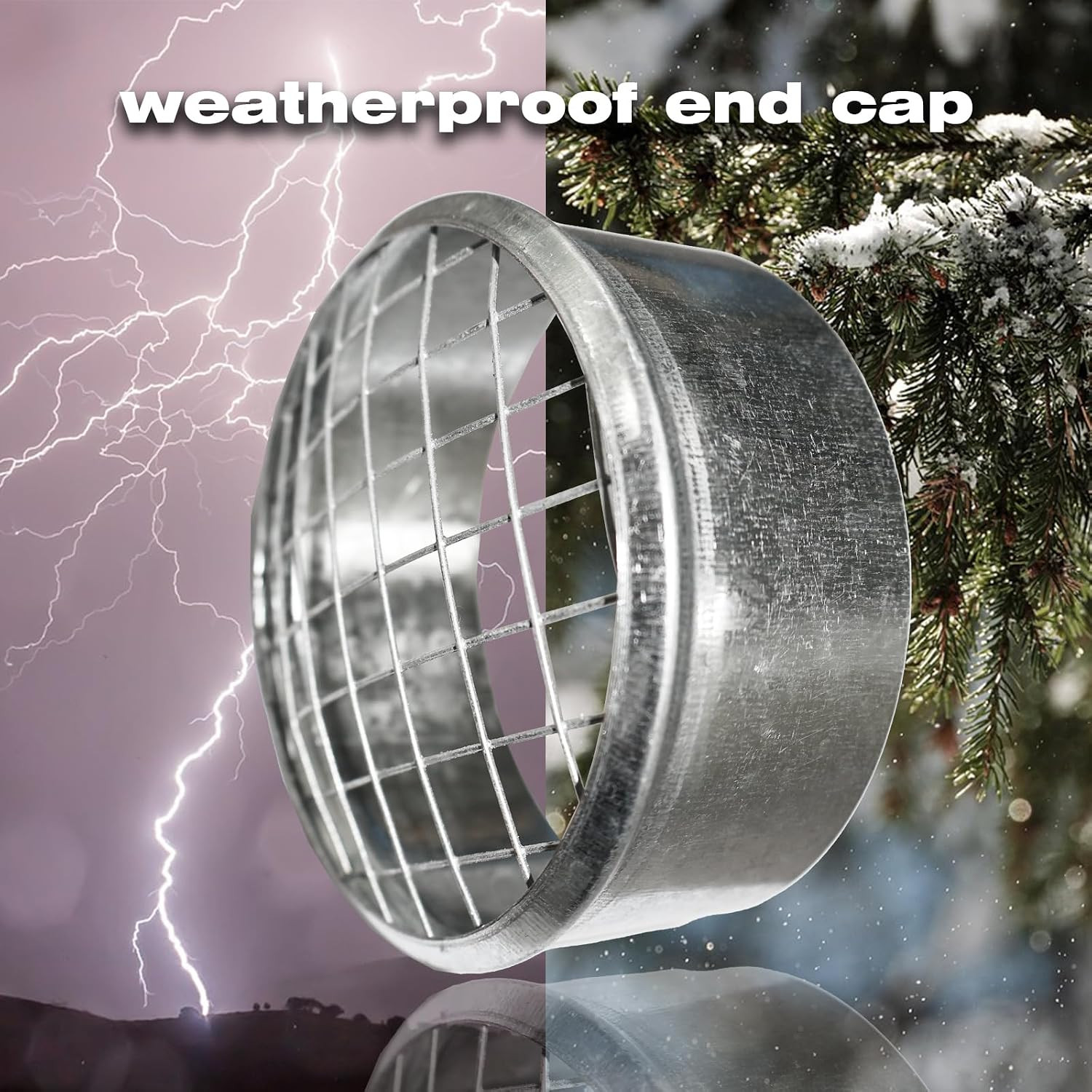 4 Inch HVAC Vent Cover, Galvanized Steel Round Duct Cap with Mesh Screen. Dut…