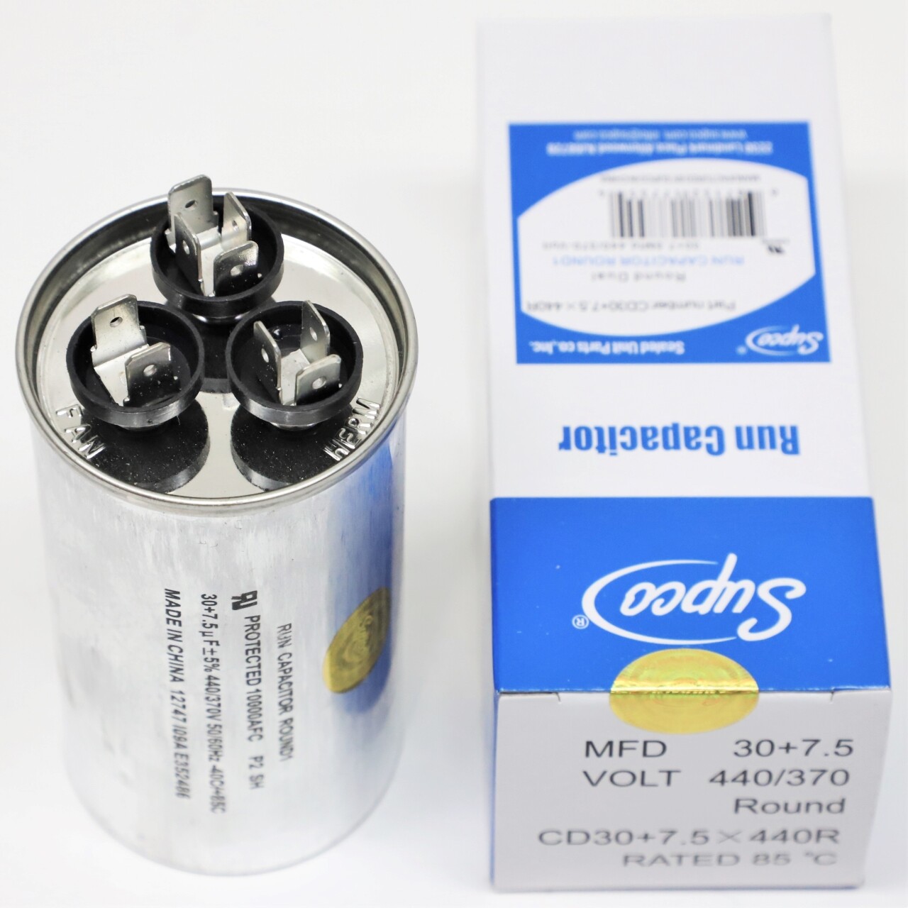Supco CD30+7.5X440R HVAC Motor Round Dual Run Capacitor 30 + 7.5 MFD 440 Volts