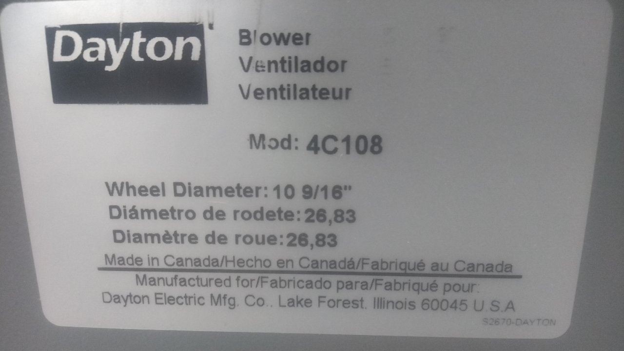 Dayton 4C108 10-9/16 In Wheel Dia High Pressure Blower w/out Motor
