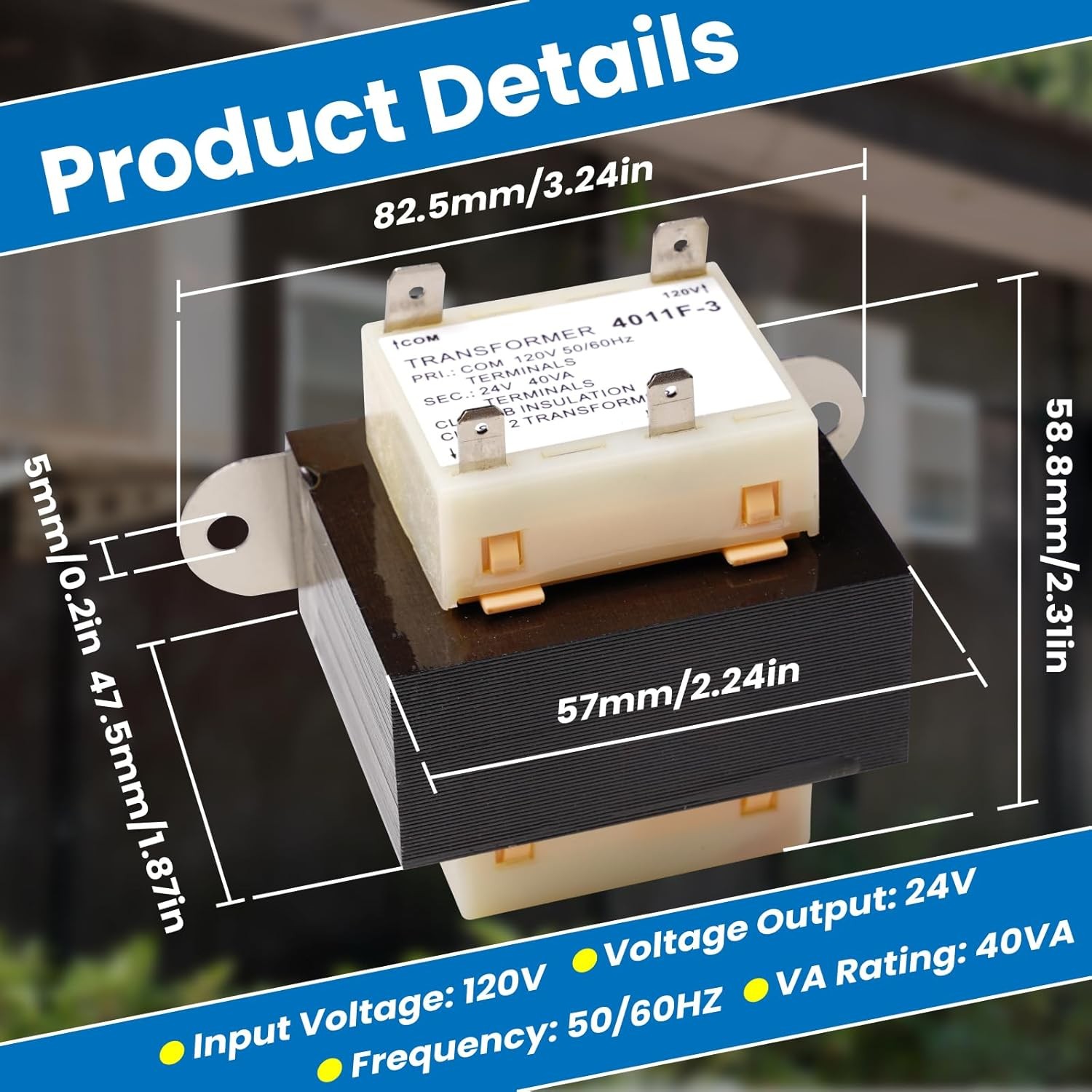 24V 40VA Furnace Transformer, 120V to 24V Transformer Compatible with Furnace…