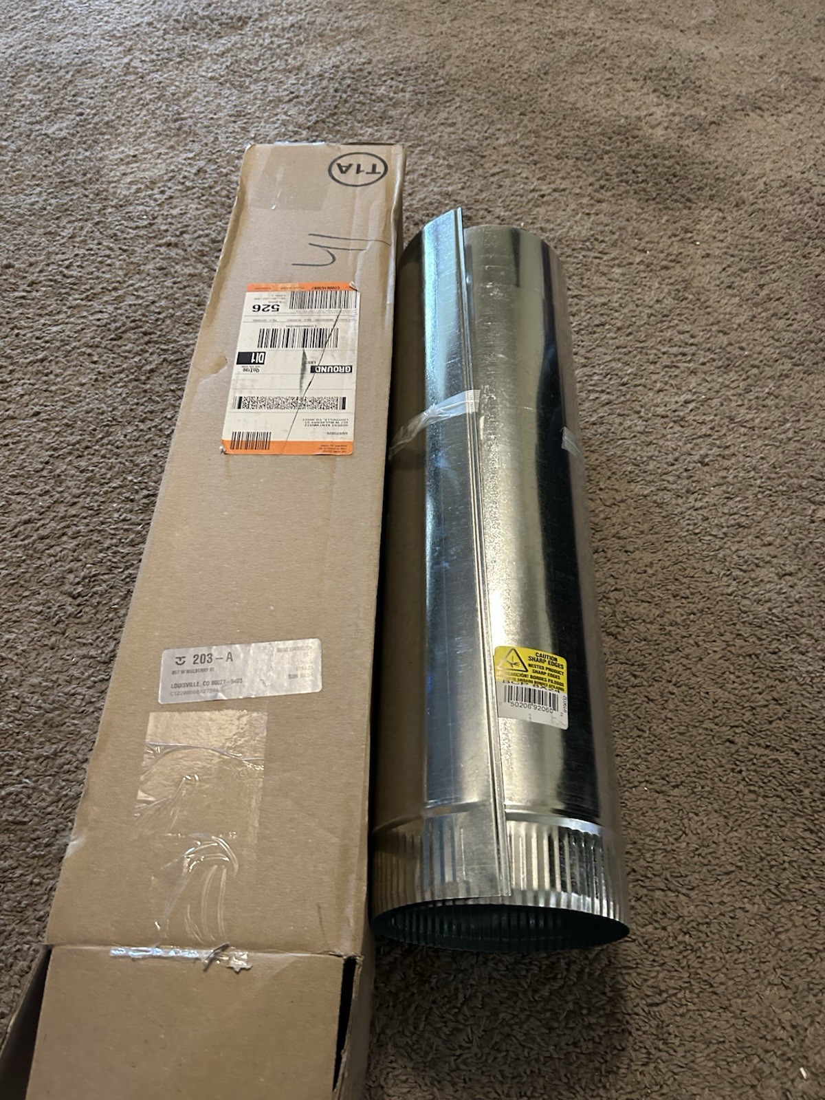 Master Flow 8 in. x 2 ft. Round Metal Duct Pipe NEW