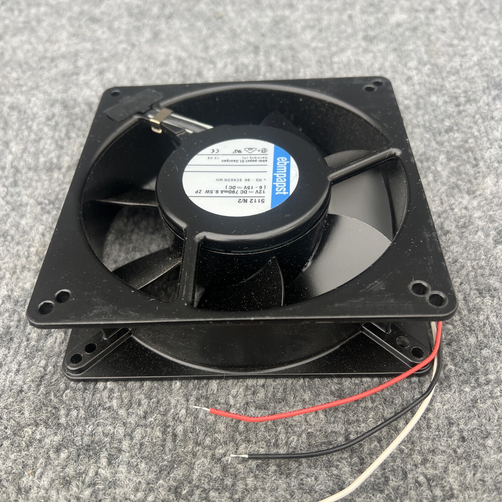 Ebm-papst 5112 N/2 DC Fan 12V 135x135x38mm 153CFM 48dBA 9.5W 2900RPM