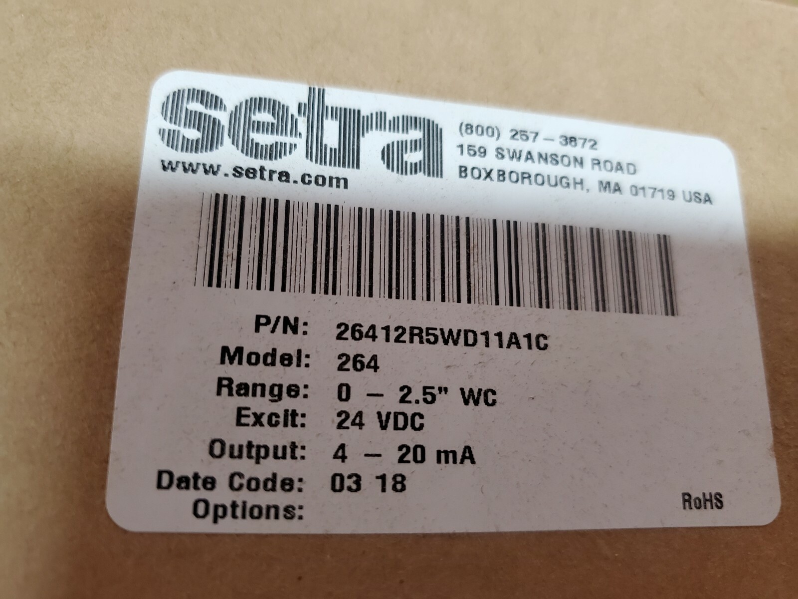 **BRAND NEW** Setra Transducer Model 26412R5WD11A1C