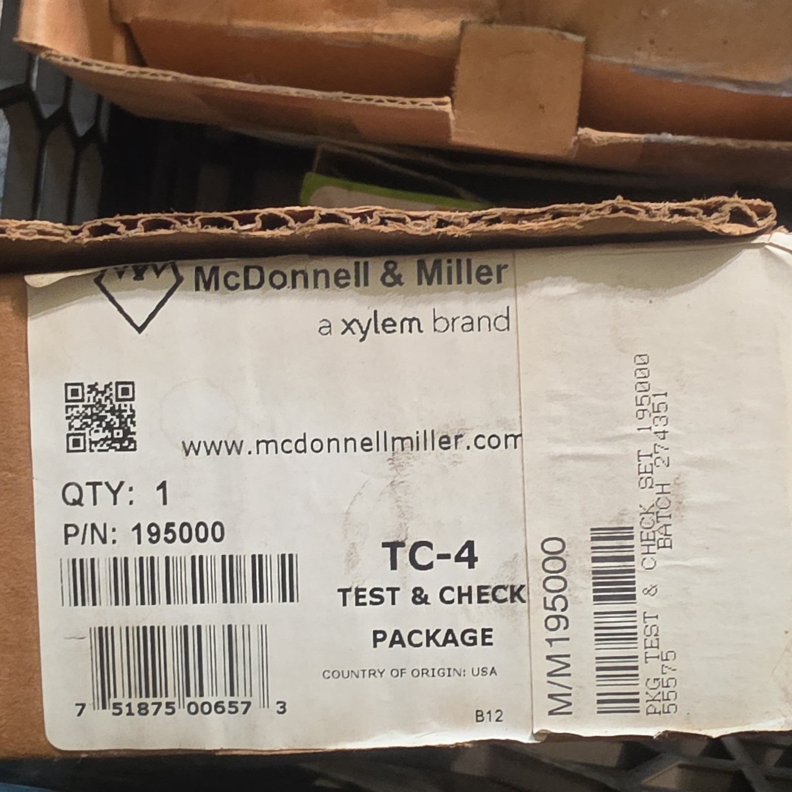 McDonnell & Miller TC-4 Test & Check Package Valve Assembly 120V 2A MPN 195000