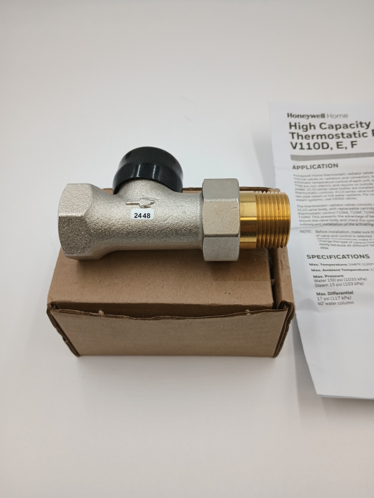 HONEYWELL V110D1016 THERMOSTATIC 1″ STRAIGHT VALVE FOR HIGH CAPACITY RADIATOR