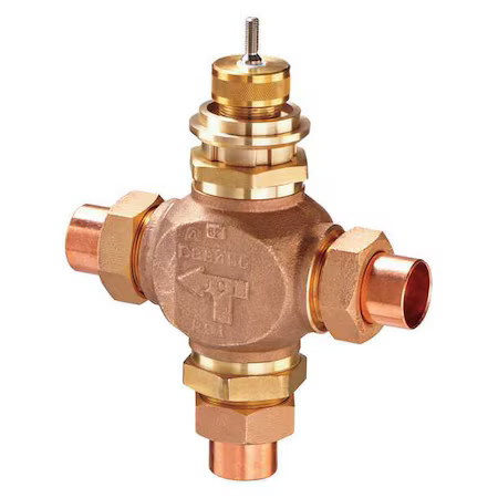 Johnson Controls Vg7882rt Globe Valve, 3-Way Mixing, 1-1/2 In, Sweat