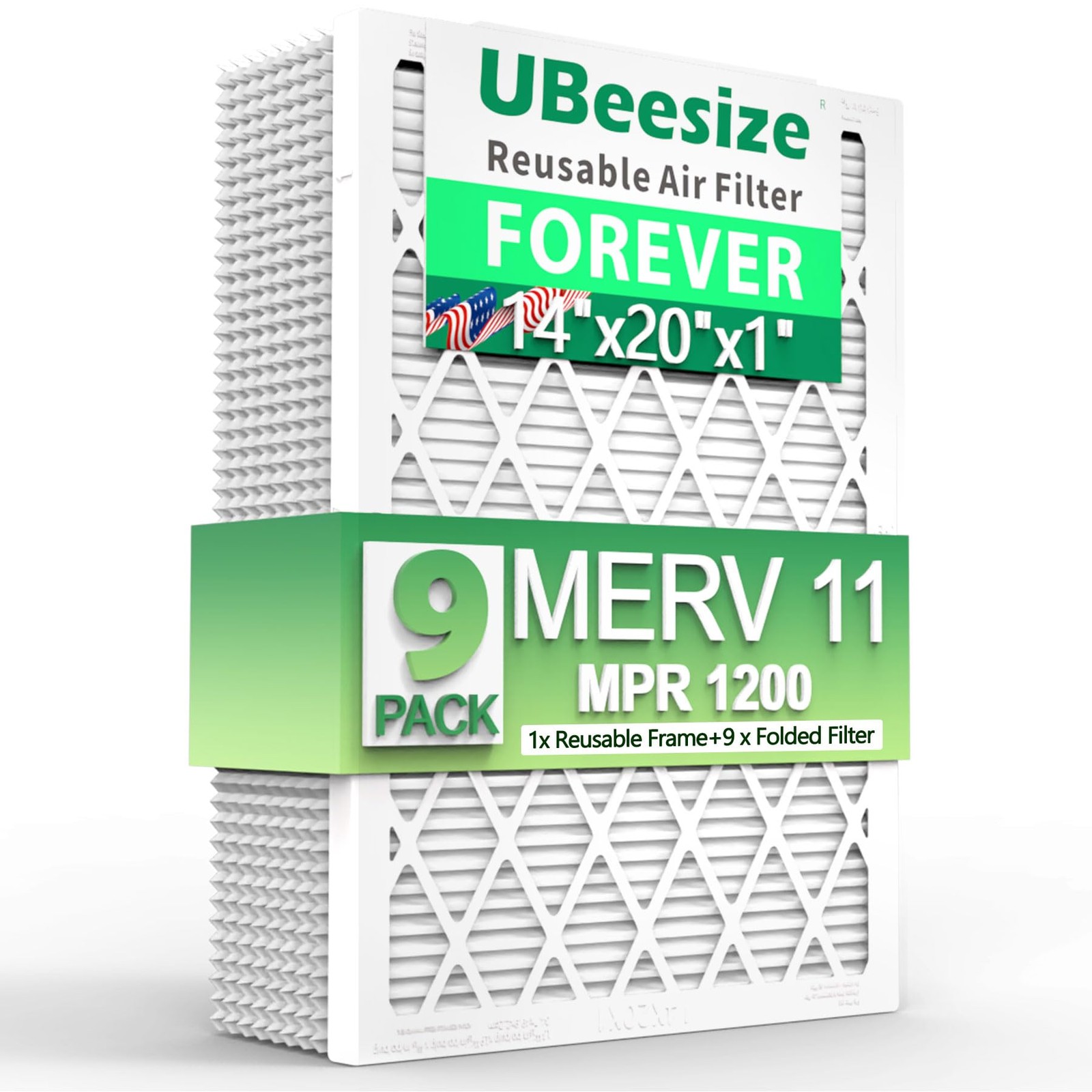 Ubeesize Air Filter 14X20X1 9-Pack Merv 11 Mpr 1200 Ac/Hvac Furnace Filtersdeep