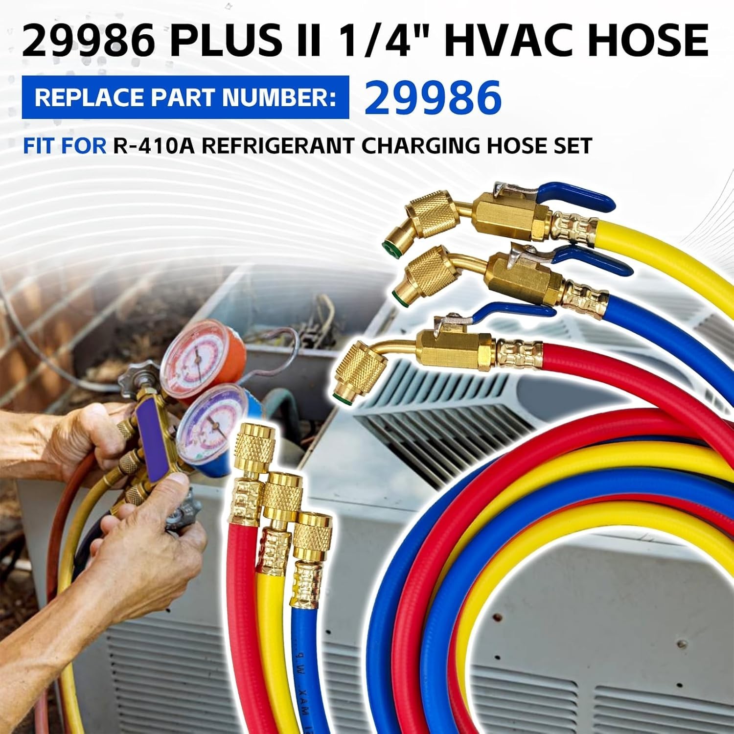 29986 Plus II 1/4″ Hose with Compact Ball Valve End Refrigerant Charging Hose