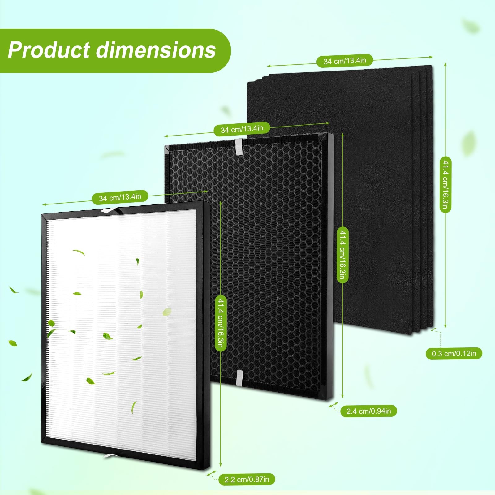 HEPA Filter Activated Carbon Pre-Filter Set for 3000 Air Purifier Replacement