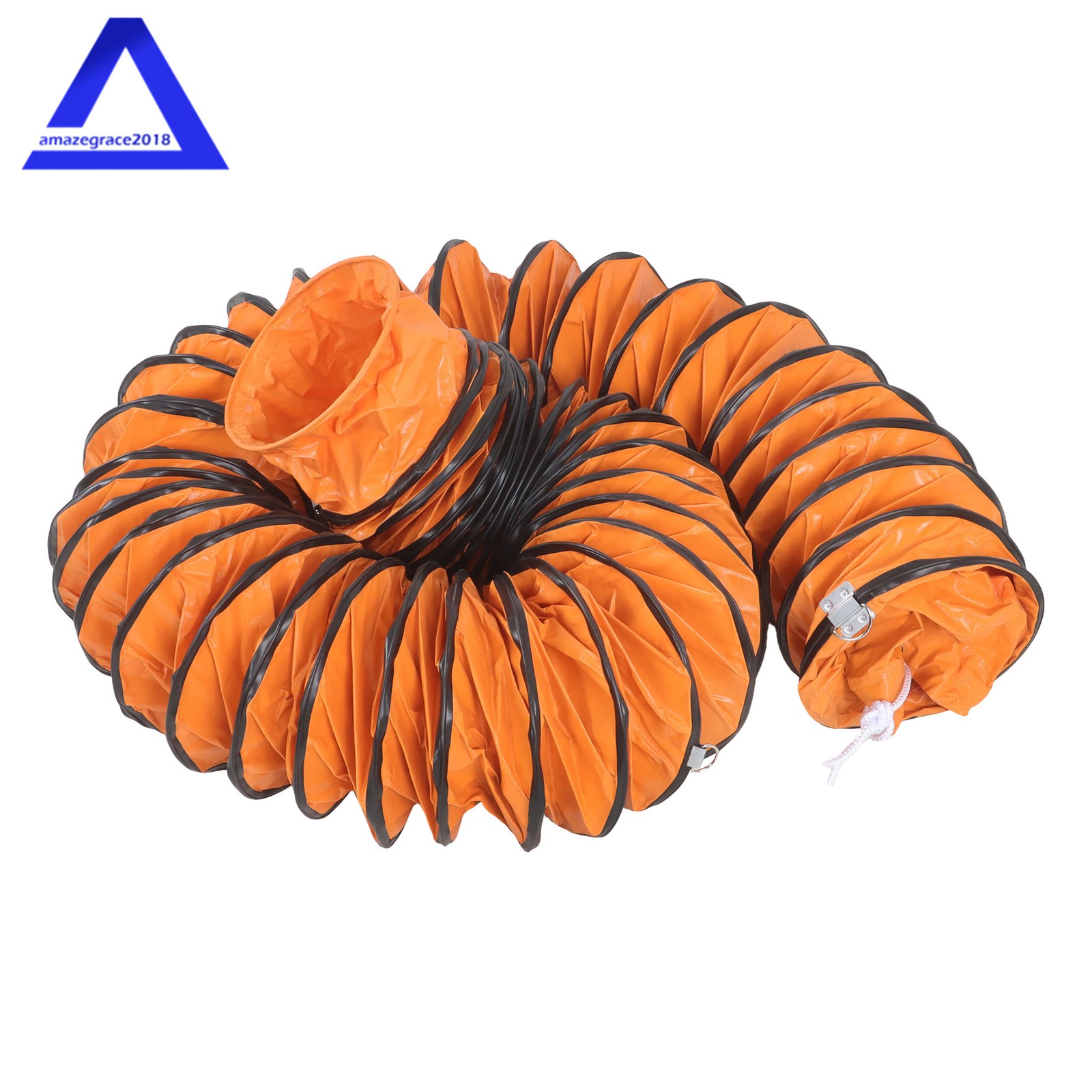 PVC Flexible Duct Hose for Utility Blower with S Hook & Steel Support 8″ × 25FT