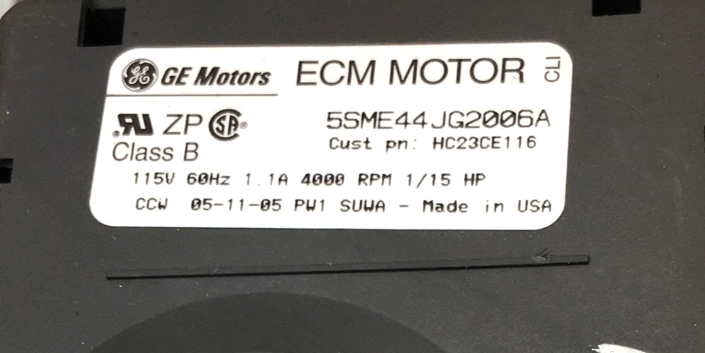 GE 5SME44JG2006A Draft Inducer Blower Motor 115V HC23CE116 refurb. used #RMK308