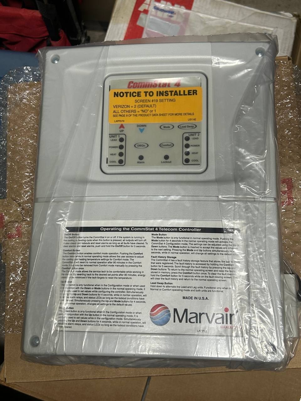 Marvair CommStat 4 Telecom HVAC Controller AZ2400-LF New open Box