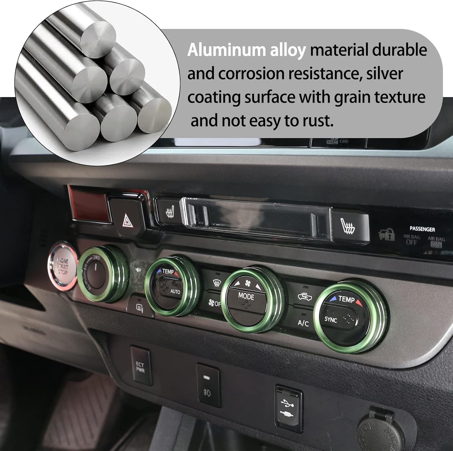 Car Central Control Air Conditioning Knob Ring Compatible with 20 Color: green
