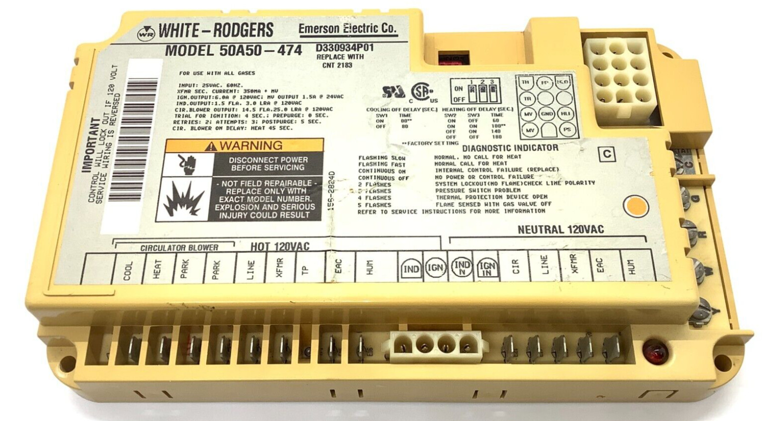 GUARANTEED – White Rodgers 50A50-474 Control Board OEM TRANE D330934P01 CNT 2183