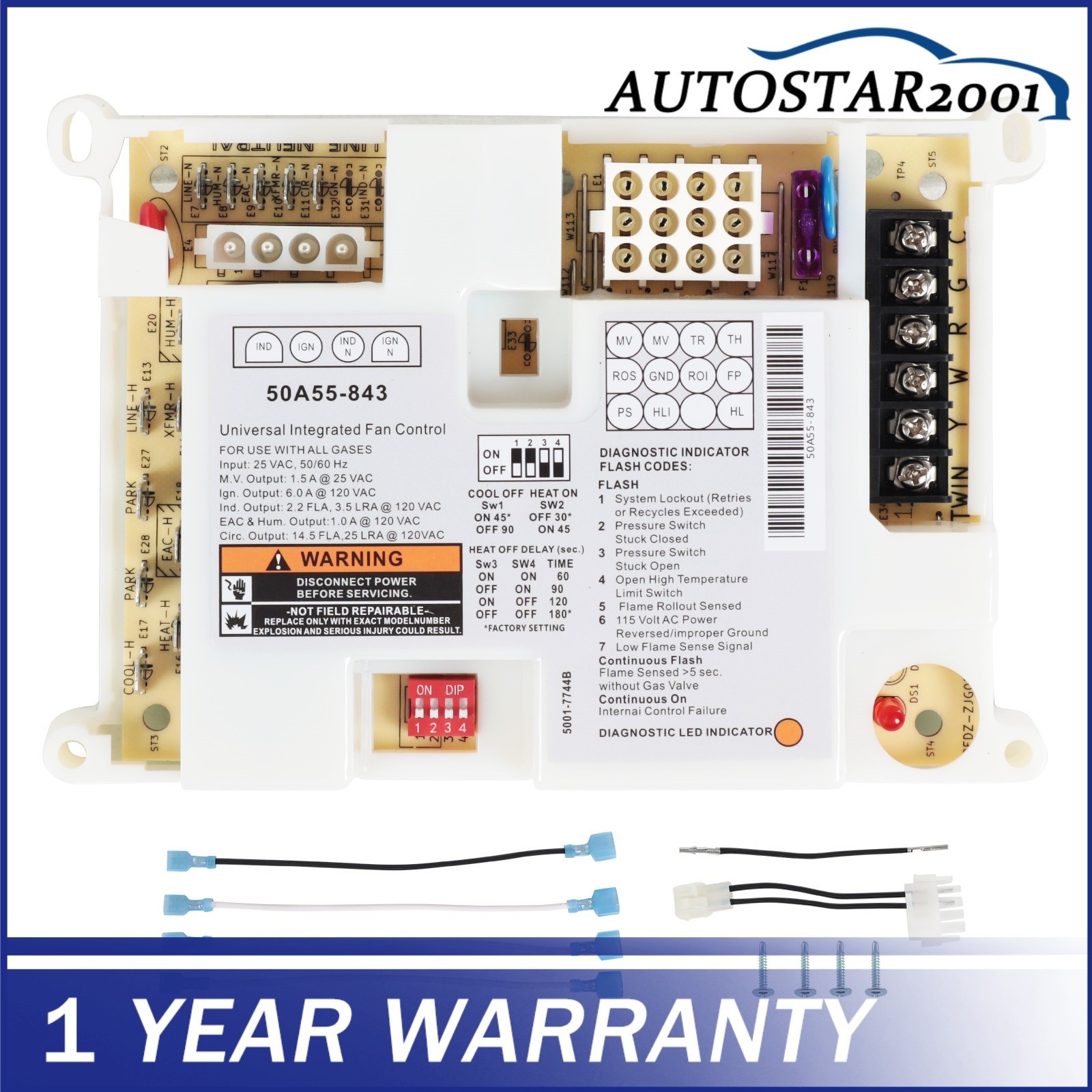 50A55-843 Fit For White Rodgers Lennox Integrated Furnace Control Board NEW