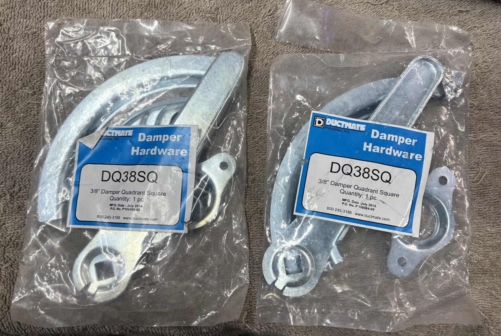 Ductmate 3/8″ Damper Quadrant Regulator Handle -Square Rod – DQ38SQ – Lot Of 2