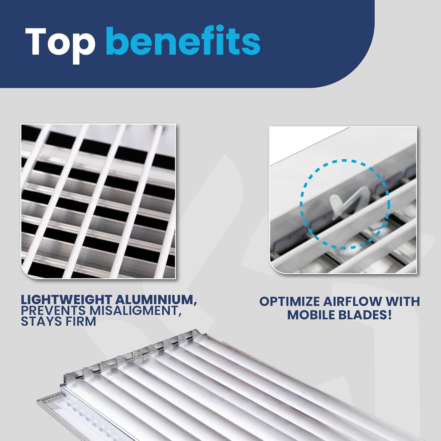 ACLAMINAIRE 18×8 Duct Opening Adjustable Aluminum HVAC Register Vent Cover Grill