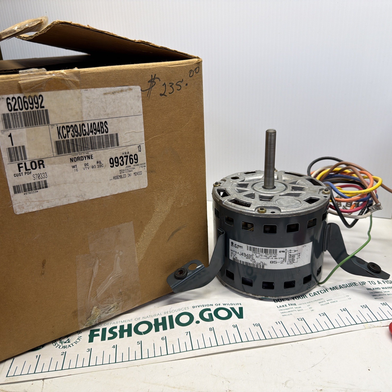 GE MOTORS 6206992 MOTOR KCP39JGJ494BSS 1/3 HP, 115 V, 6.00 A