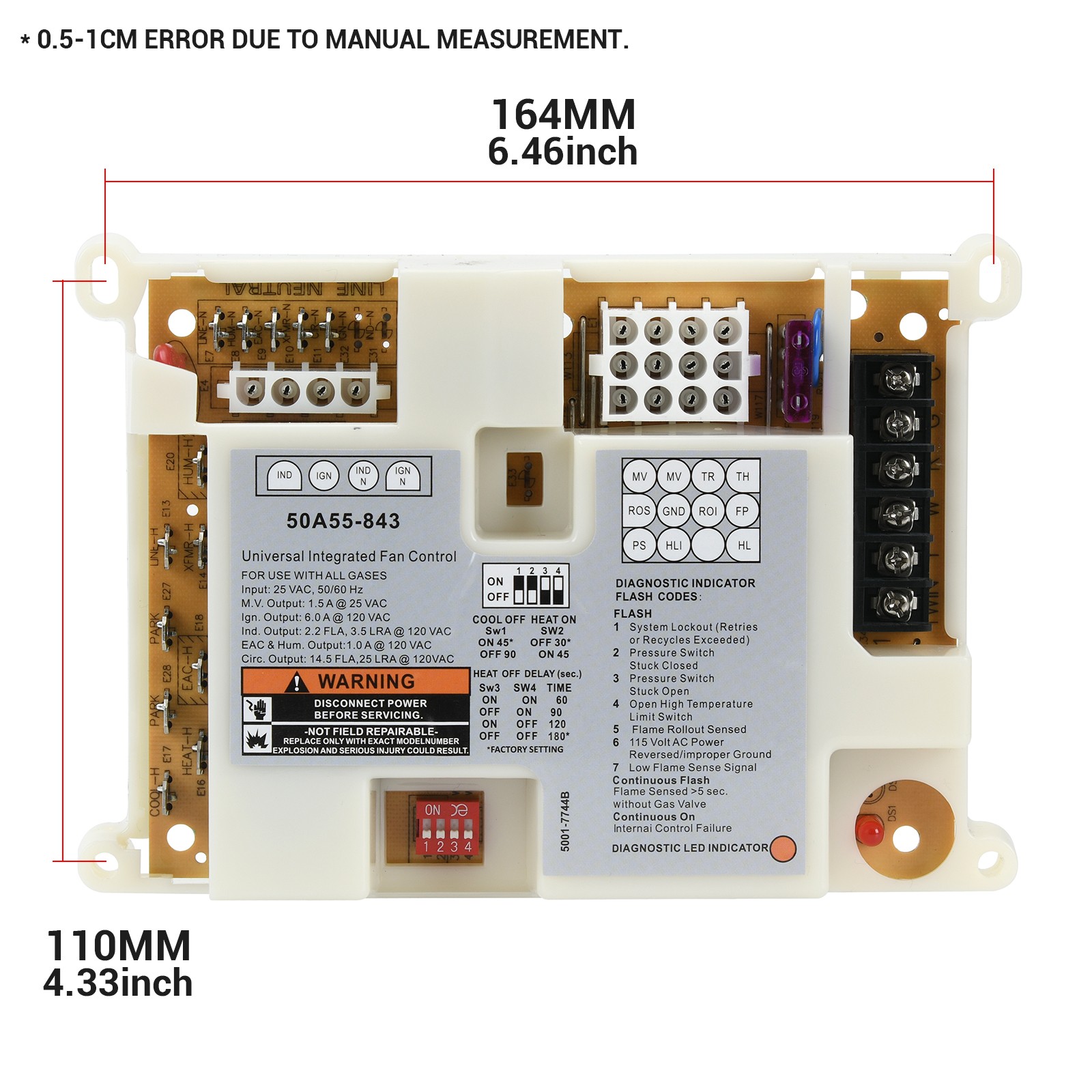 Universal Integrated Furnace Control Board 50A55-843 Ignition Control Module