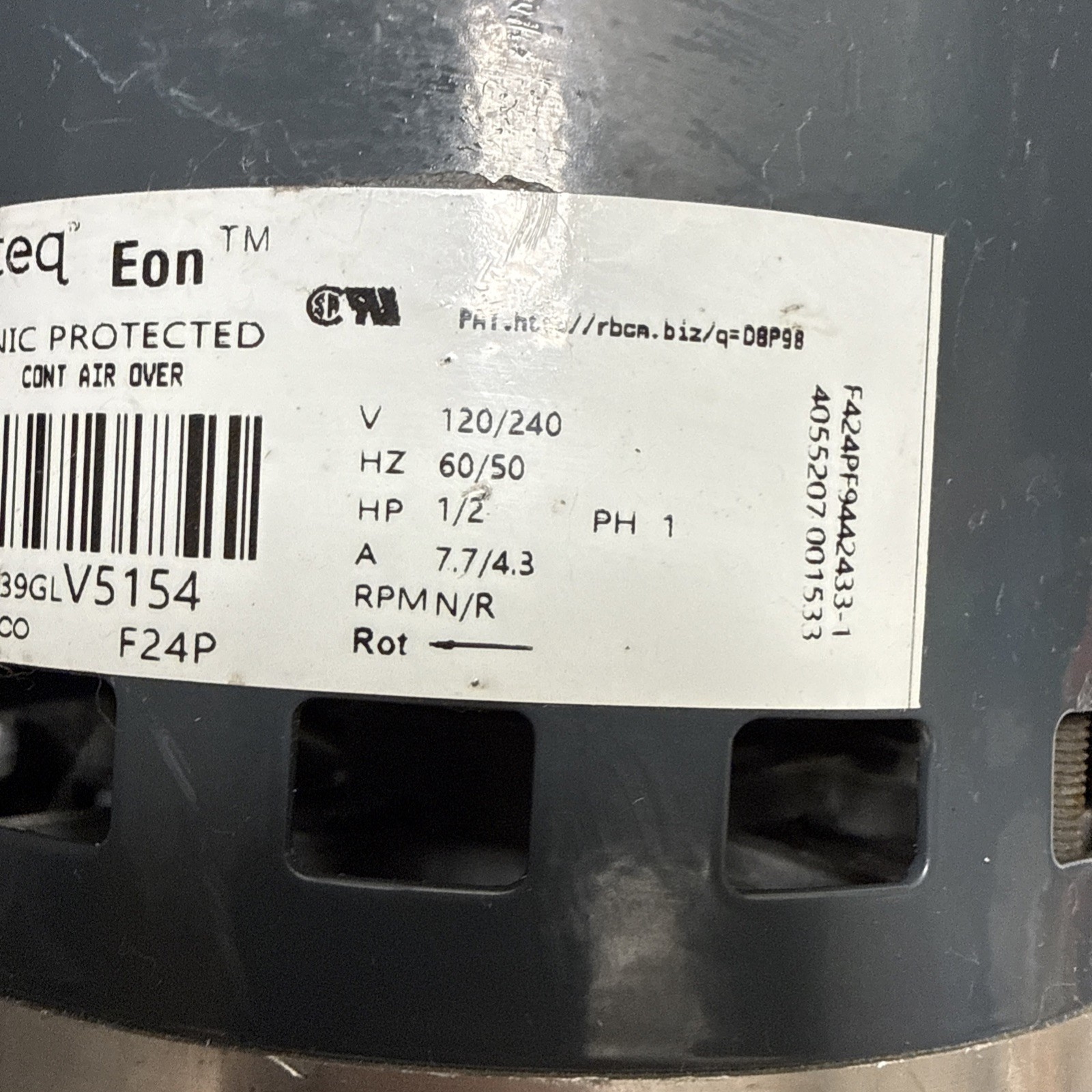 Genteq Trane Eon Programmable Motor 1/2hp 120/240v 5SBA39GL V5154 B801761P01