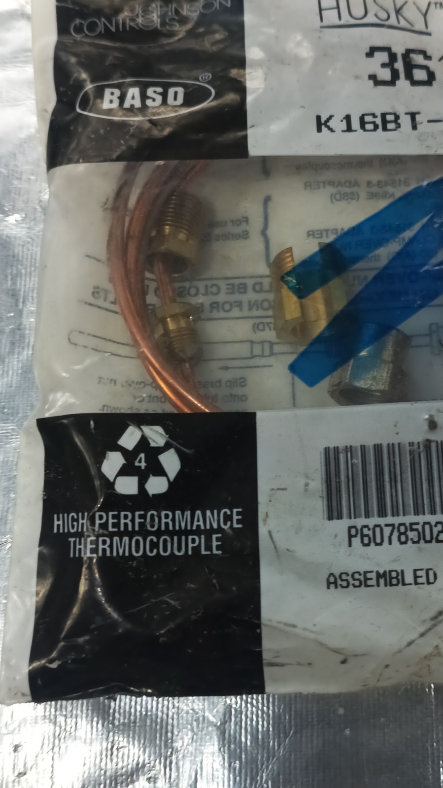 Johnson Controls High Performance Thermocouple K16BT-36 BASO 36in J Series