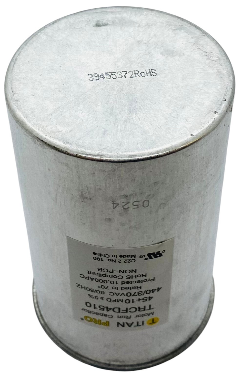 Titan Pro® Motor Run Capacitor | Round | 45 + 10 MFD | 370/440 Volt | TRCFD4510