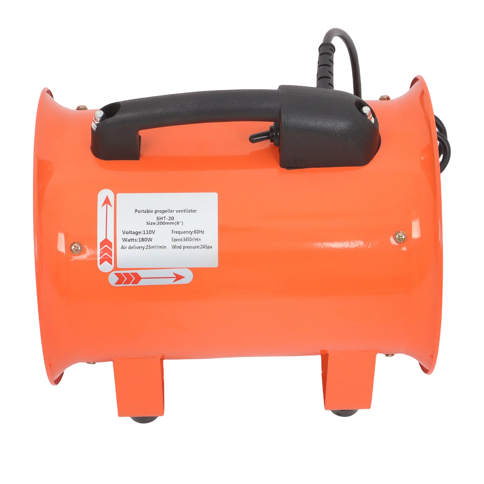 8 Inch Industrial Portable Blower Fan 33 FT Duct Hose 180W 900CFM 3450RPM