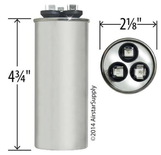 97F9838/C4405R Round Capacitor 40 5 UF MFD, 440V