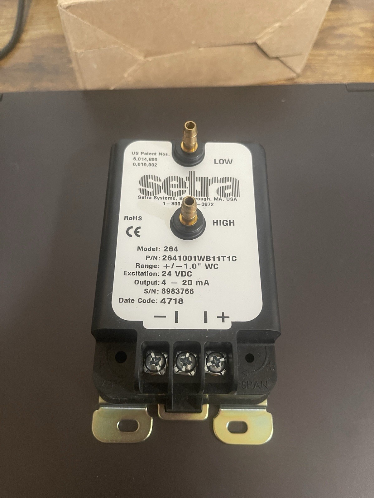 Setra 2641001WB11T1C 264 Series Differential Pressure Transducer.