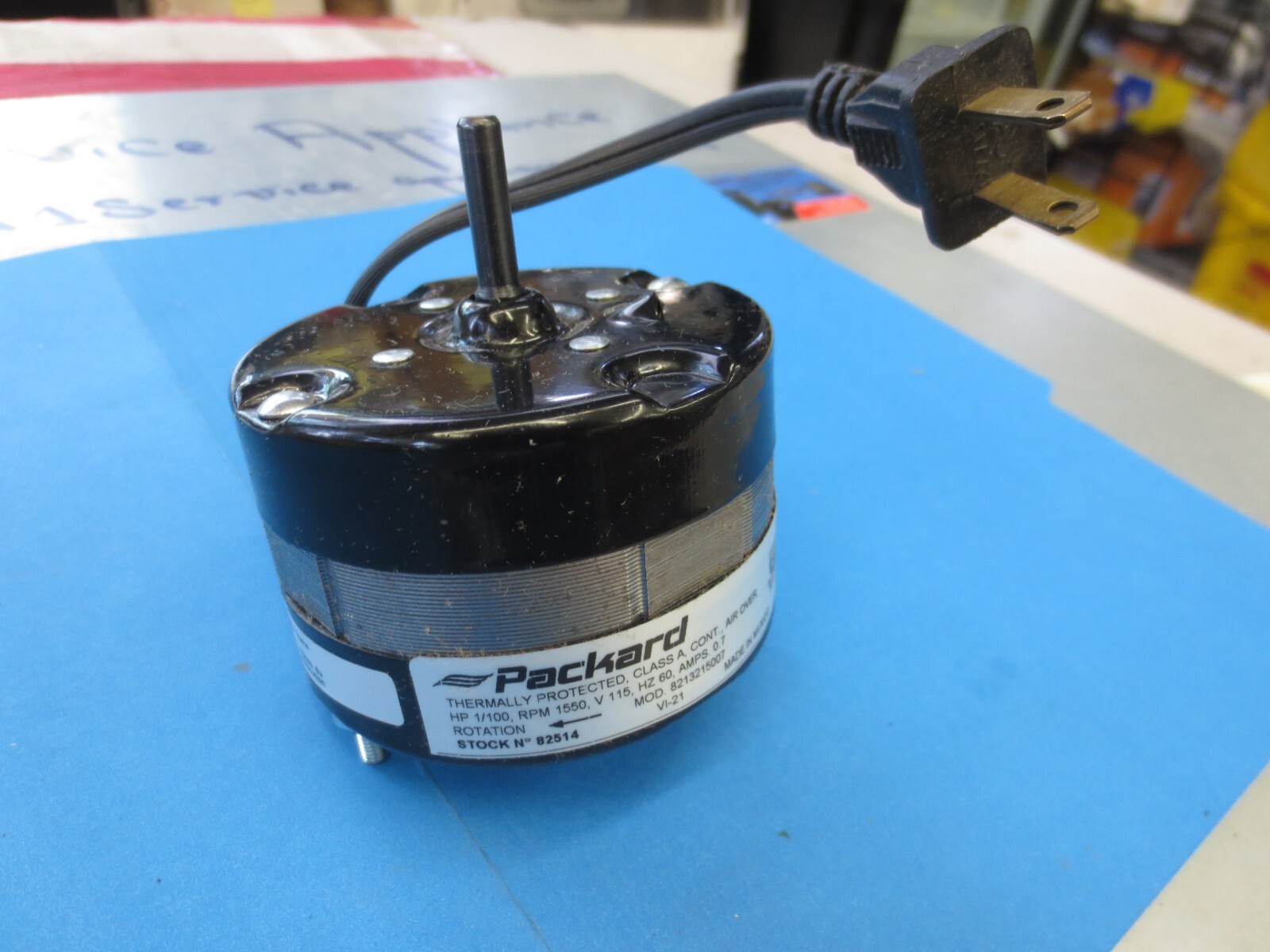 PACKARD 82514 MOTOR 115V 0.70 AMPS CWSE ROTATION 1550 RPM