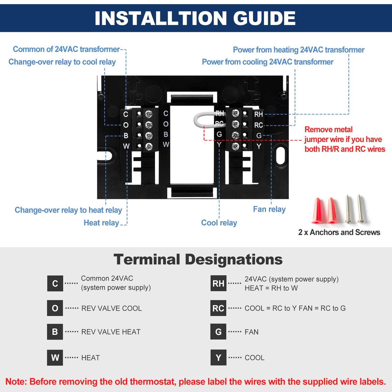 ELECTECK Non-Programmable Digital Thermostat for Home, up to 1 Heat/1 Black