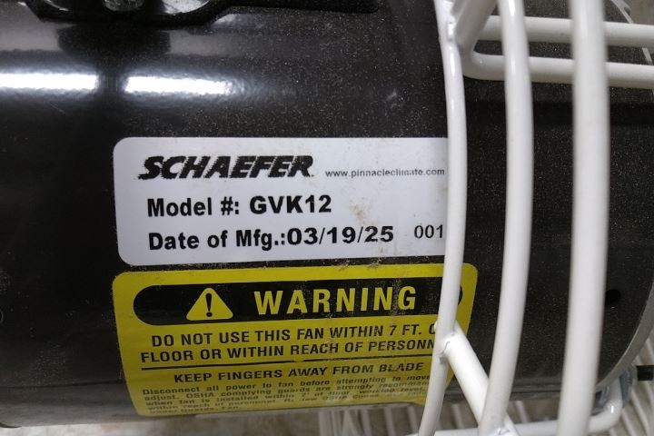 Schaefer GVK12 1/10 HP 115/230VAC 12 In Blade Dia Standard-Duty Industrial Fan