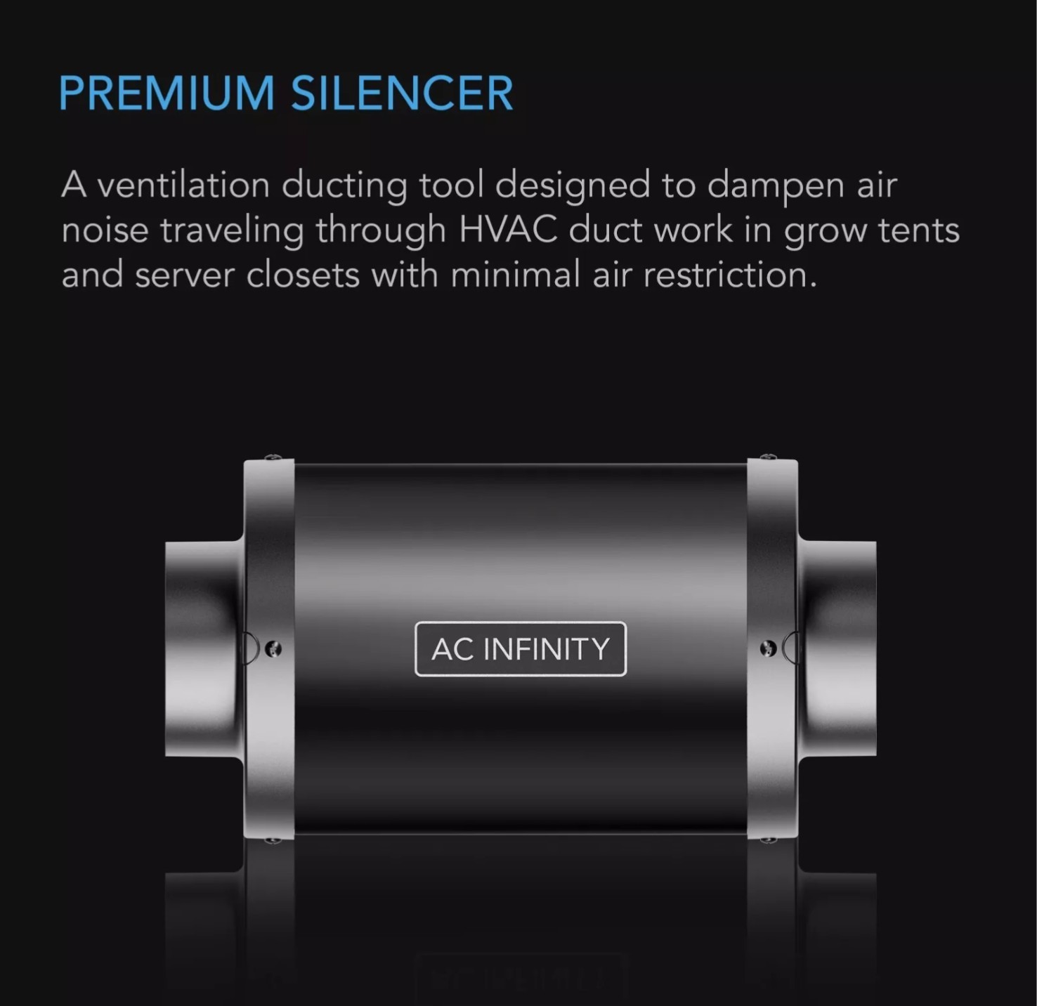 AC Infinity Duct Fan Silencer, 8” Noise Reduction Muffler for Hydroponics System