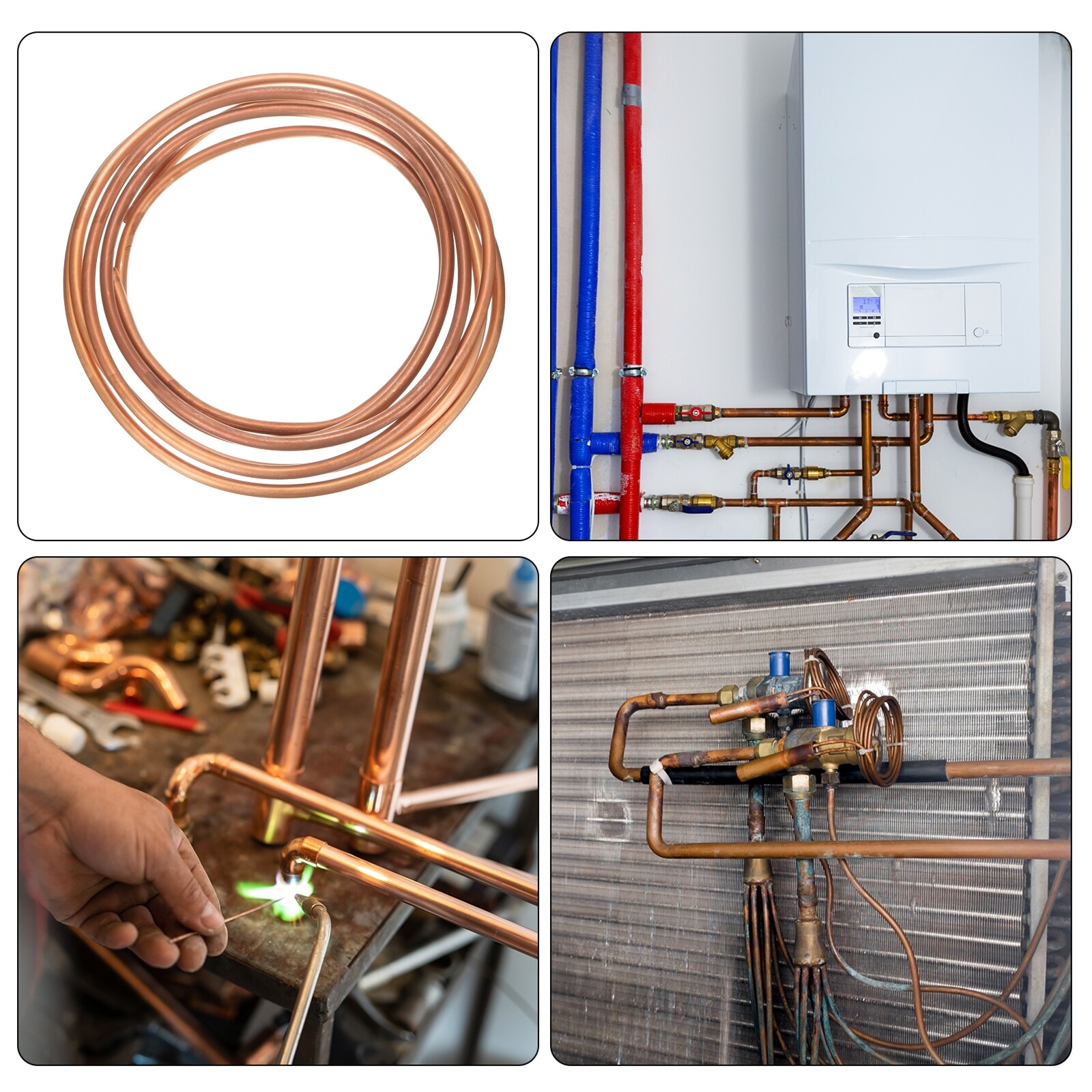 Copper Tube 1/4” OD x 9.8Ft Refrigeration Flexible Pipe Seamless Hollow