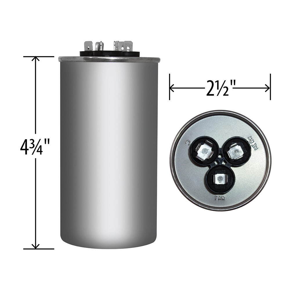 Air Conditioning HVAC Round Dual Motor CBB65D Run Capacitor 70+5 MFD 440 VAC