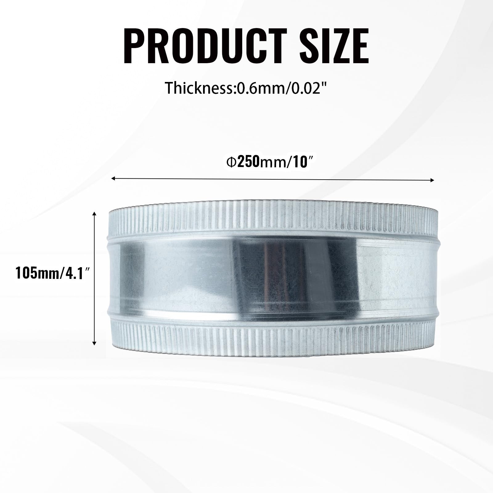ZOWZEA 10 Inch Round Galvanized Steel Duct Connector – Metal 10 Inch, Silver