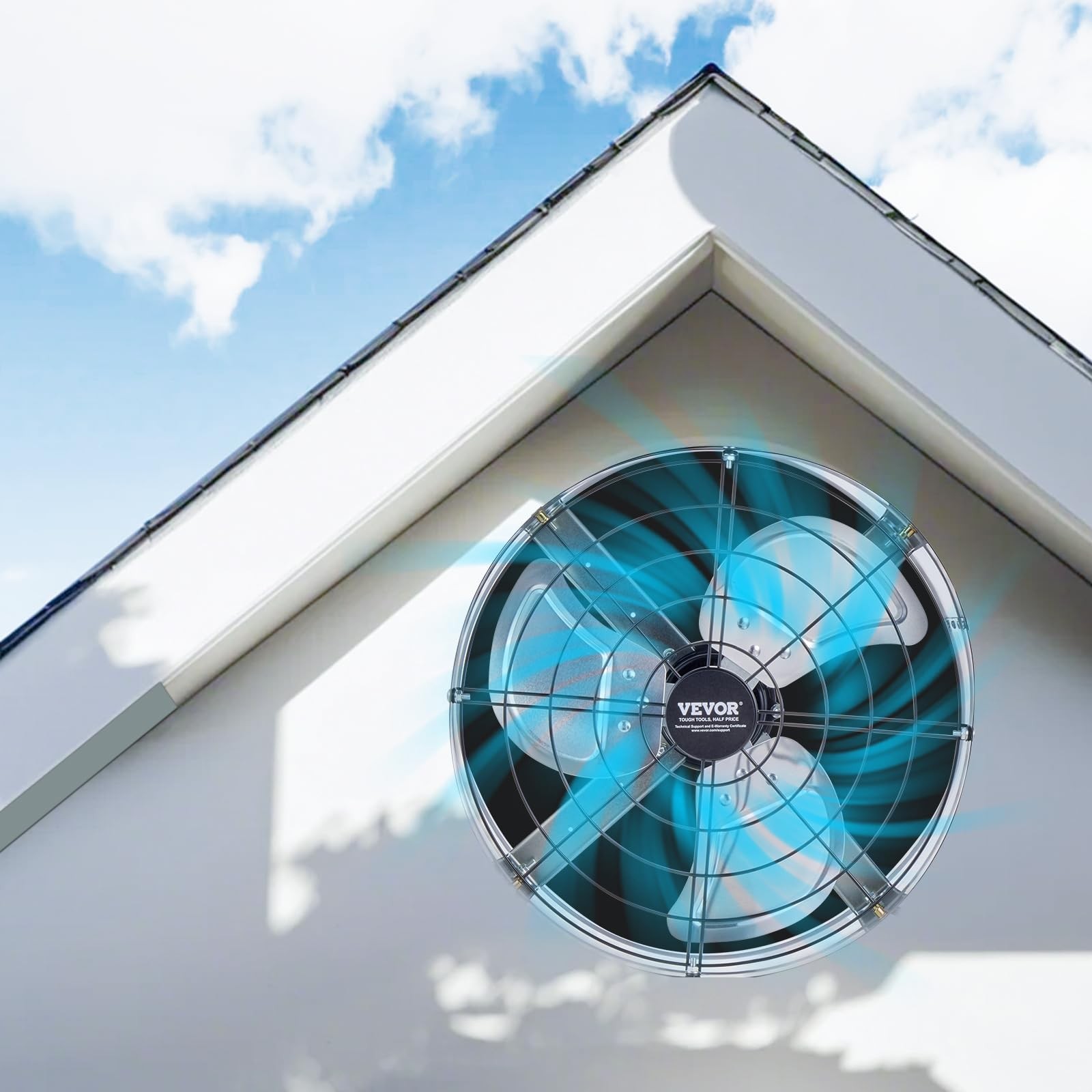 Vevor Gable Mount Fan 15 Inch Attic Exhaust Fan Adjustable Thermostat Outer