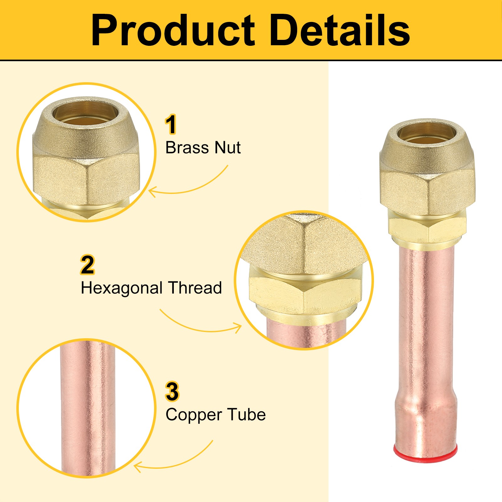 Brass Pipe Fitting 3/4″SAE x 3/4″ OD Flare Adapter with Copper Tube