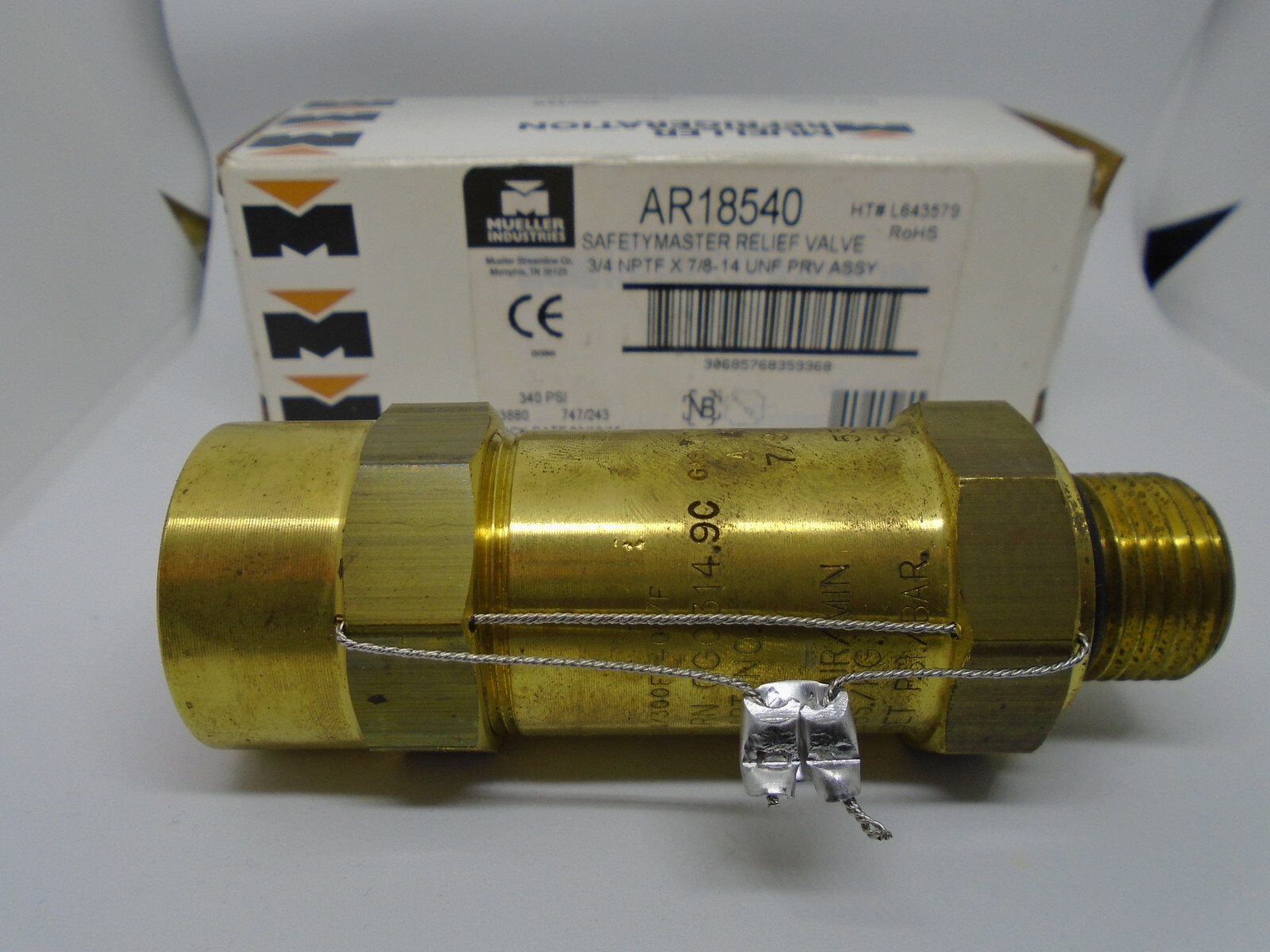 Mueller AR18540 SafetyMaster Relief Valve 3/4 NPTF x 7/8-14 UNF PRV 340PSI