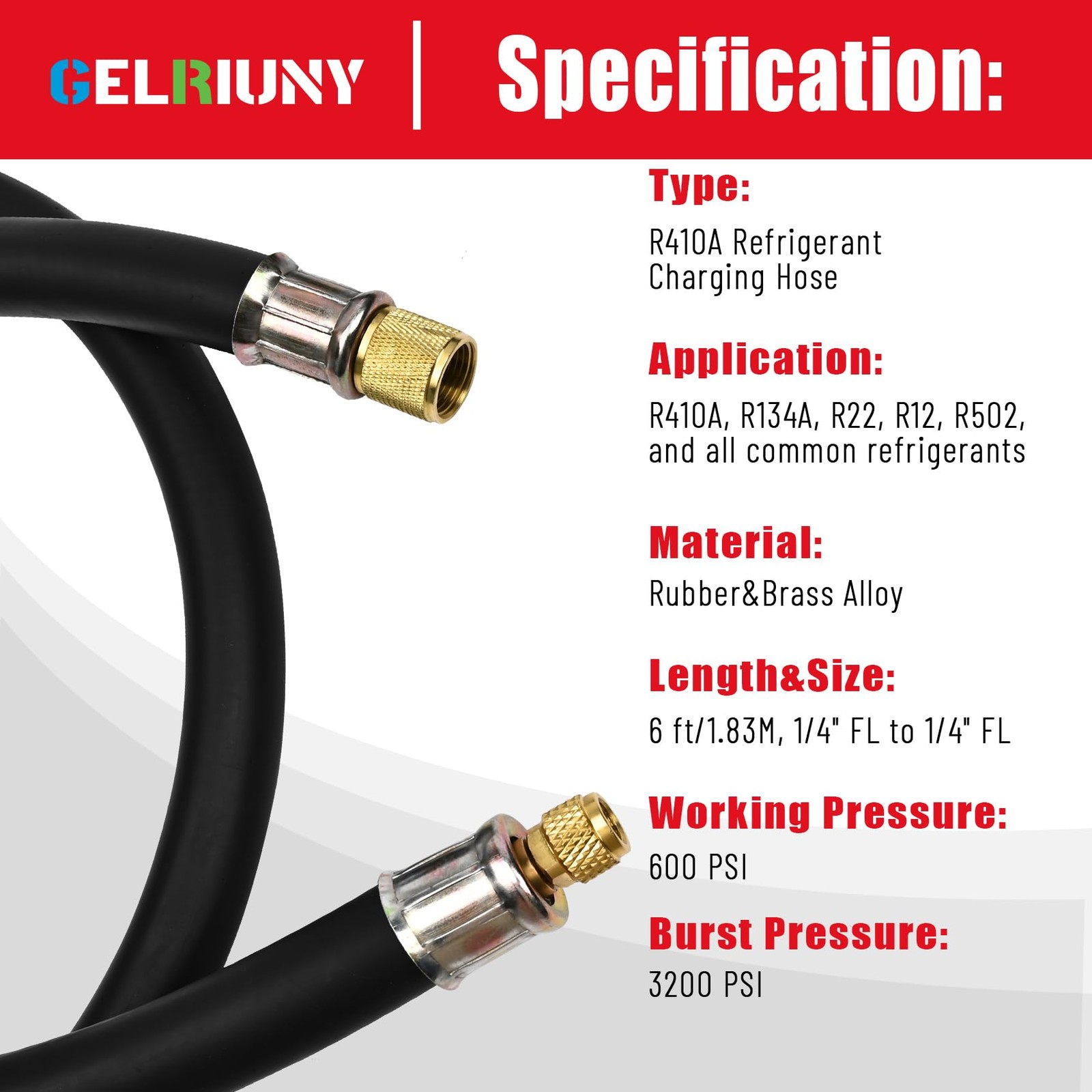 2026 Upgrade 1/2″HVAC Vacuum Hose,High-Flow 1/2″ to 1/4″, Black